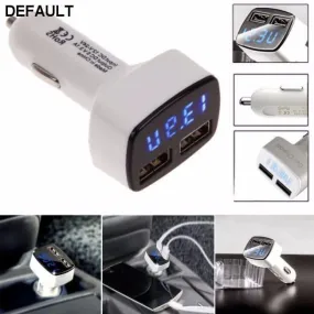 4 In 1 Dual USB Car Charger Adapter Voltage DC 5V 3.1A Tester For iPhone