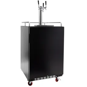 Edgestar KC7000BLTRIP 24" Wide Triple Tap Kegerator for Full Size Kegs in Black Stainless Steel