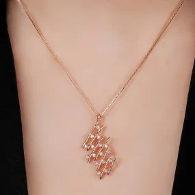 Modern Geometric CZ Rose Gold-Plated 925 Sterling Silver Pendant