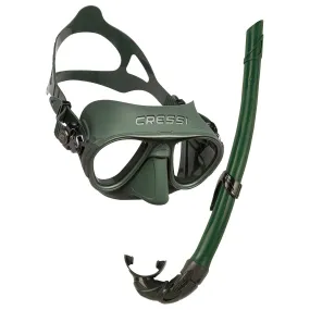 Open Box Cressi Calibro And Corsica Snorkel Combo - Green